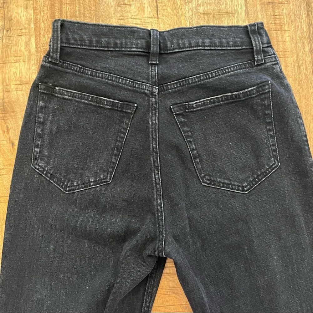 Abercrombie & Fitch Ankle Straight Jeans 27 4 Ultra High Rise Black Distressed - Picture 4 of 14